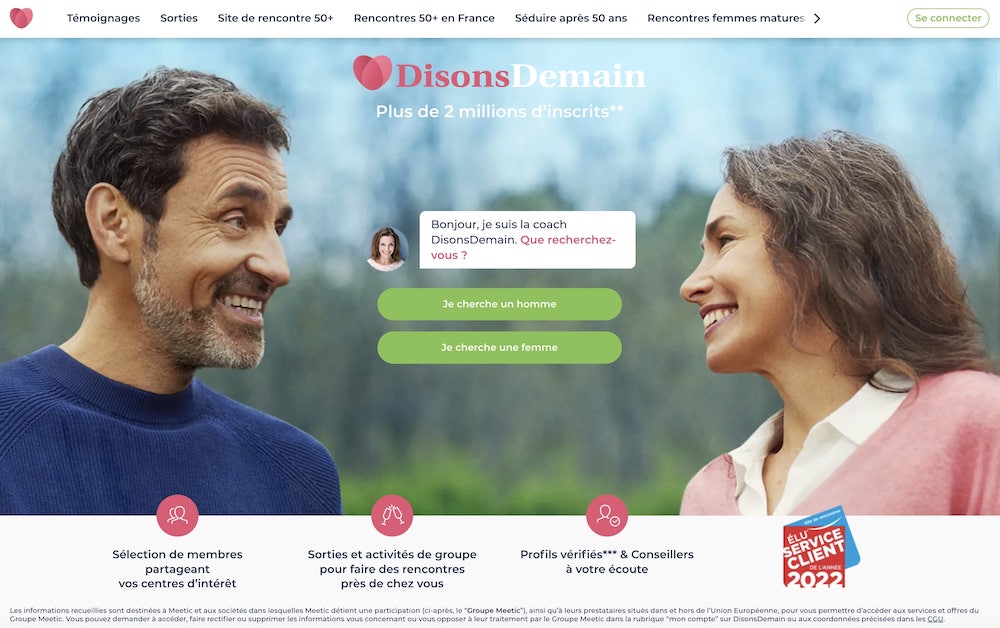 DisonsDemain : le site pour rencontrer des célibataires de plus de 50 ans