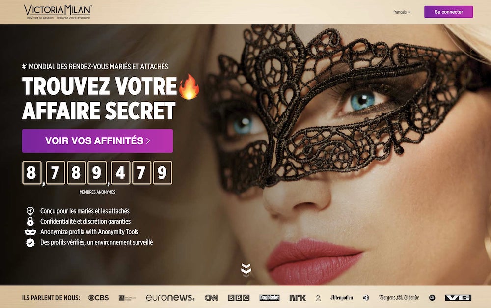 Victoria Milan : un site pour avoir des liaisons extra-conjugales